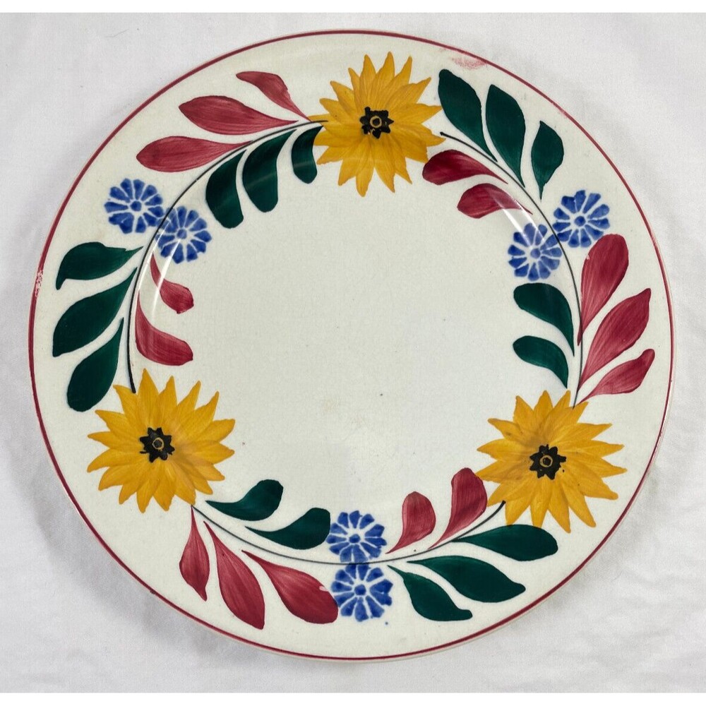Old English Plate Baker & Co England Stickware Floral Hand Painted 9" Antique